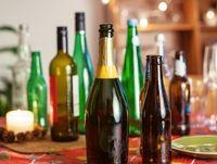 Image of some empty glass bottles at Christmas time