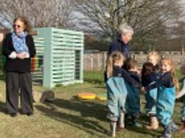 Children at village playgroup meet Welsh Government minister